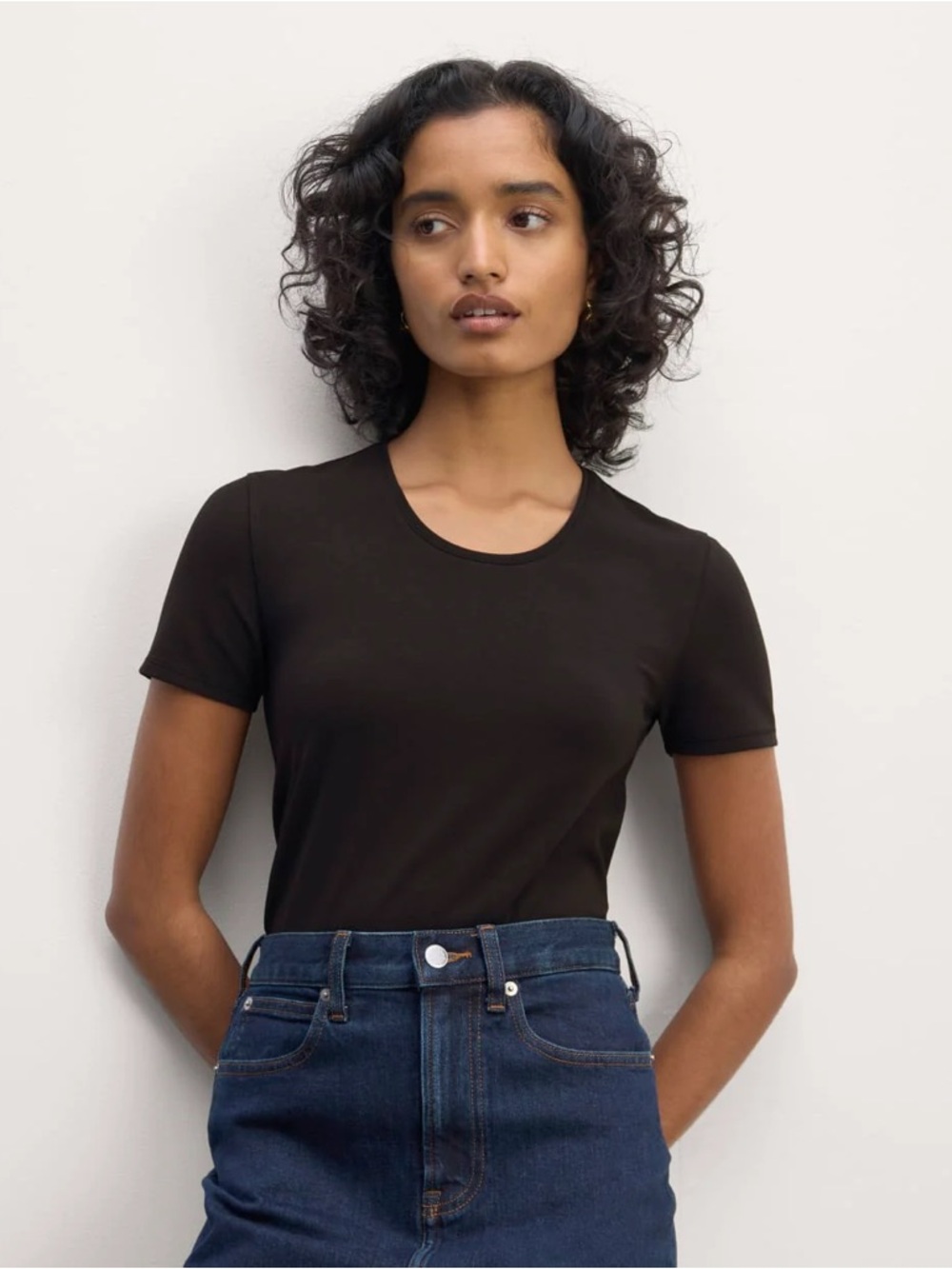 Everlane Women’s The Form Tee Supima cotton black Size S NWT